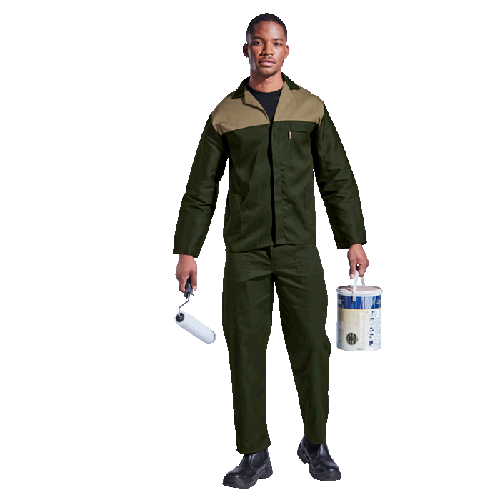 Durable branded overall jacket available in green, khaki, and various colors. Perfect for outdoor farm workwear and rugged environments.