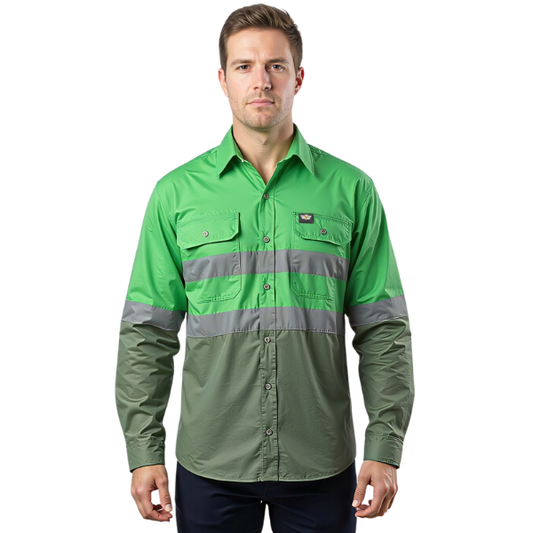 Vulcan Hi Viz 100% Cotton Vented Workshirt (LS)